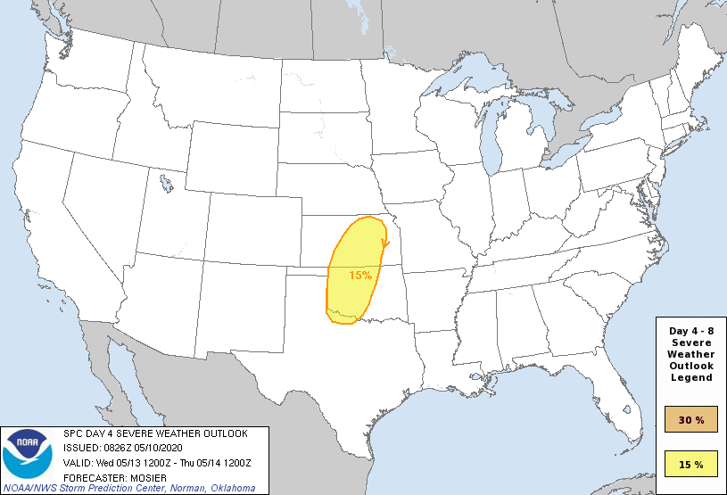 Day 4 Severe Weather Outlook for May 13th
